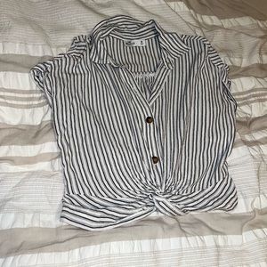 Black and white striped crop top